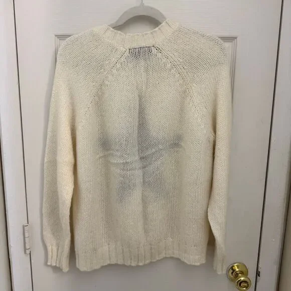 Wooden Ships Camouflage Star Icon Sweater Size Medium Large Cream Mohair Wool - Picture 3 of 6